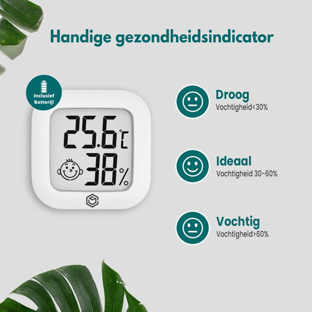Ease Electronicz Hygrometer - Weerstation - Luchtvochtigheidsmeter - Thermometer Voor Binnen - Incl. Batterij En Plakstrip - Afbeelding 3