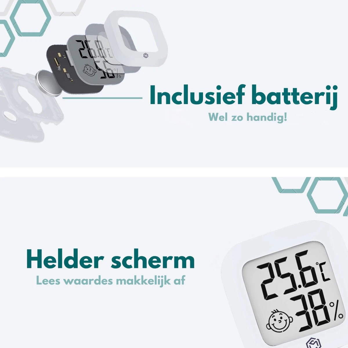 Ease Electronicz Hygrometer - Weerstation - Luchtvochtigheidsmeter - Thermometer Voor Binnen - Incl. Batterij En Plakstrip - Afbeelding 4