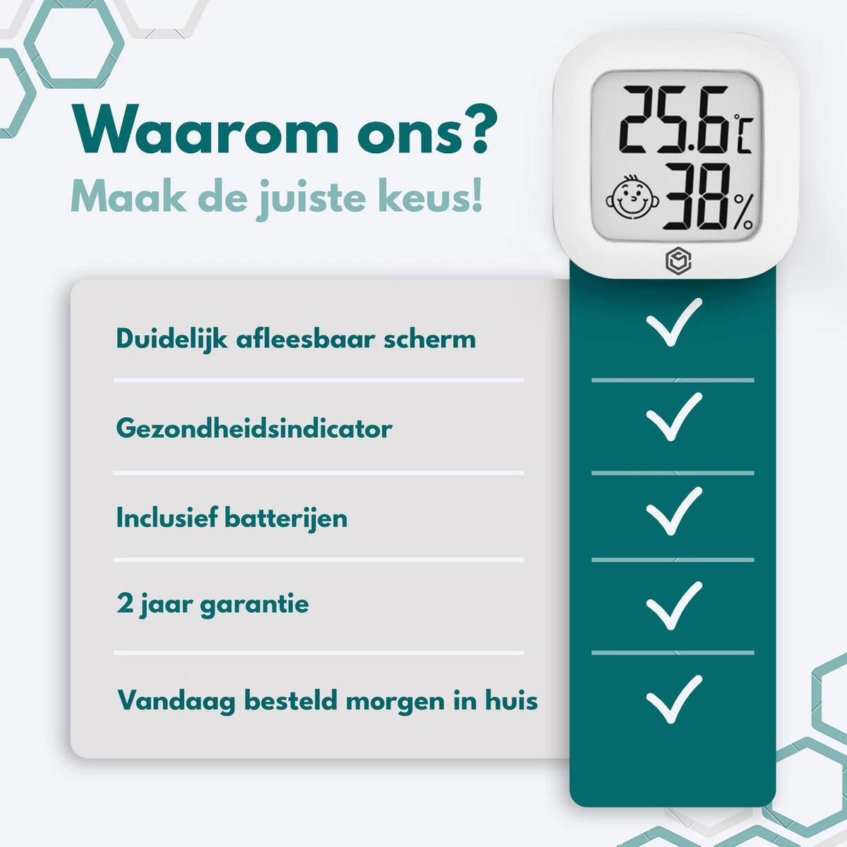 Ease Electronicz Hygrometer - Weerstation - Luchtvochtigheidsmeter - Thermometer Voor Binnen - Incl. Batterij En Plakstrip - Afbeelding 8
