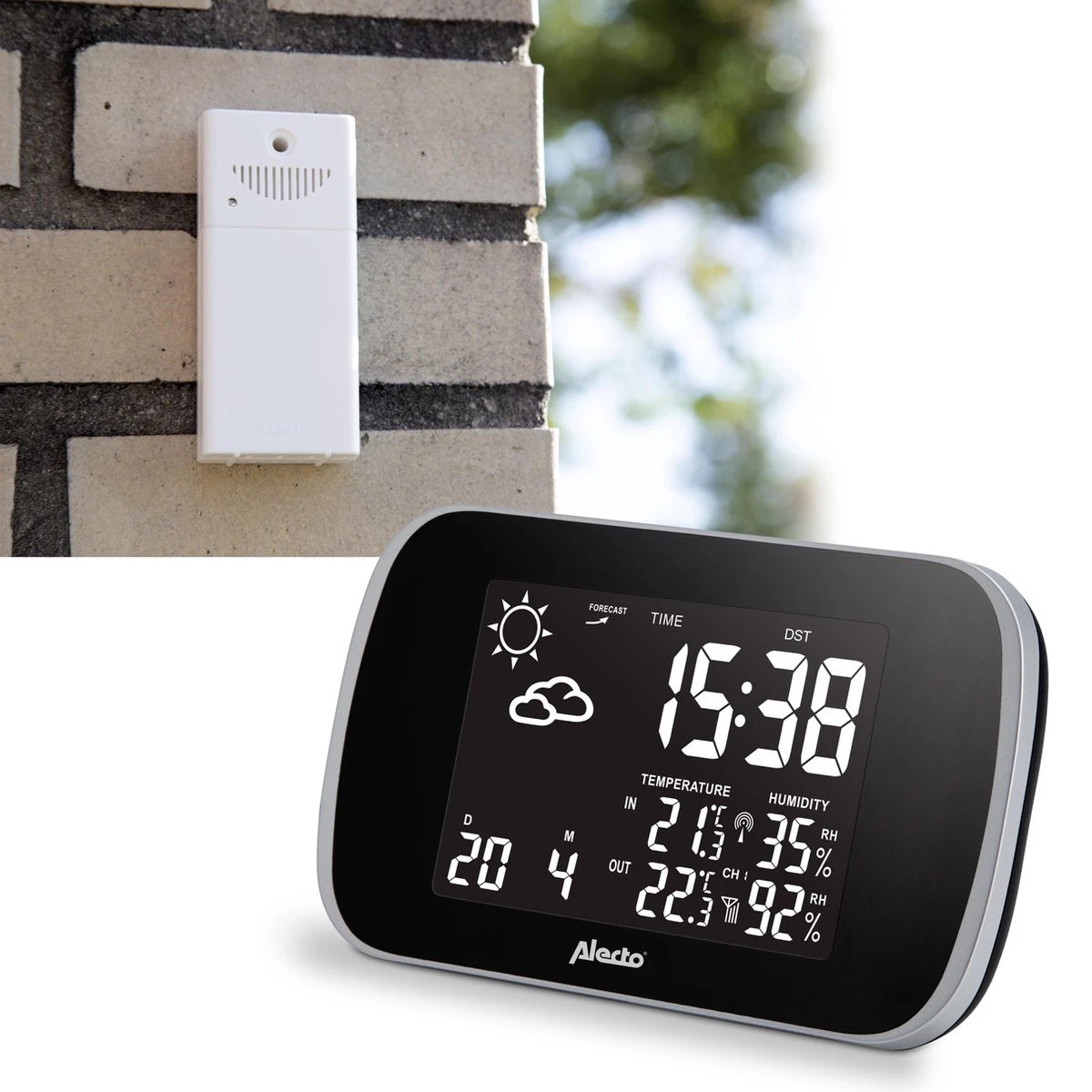 Alecto WS-1650 Weerstation - Draadloze Buitensensor En Geanimeerde Weersvoorspelling - Zwart