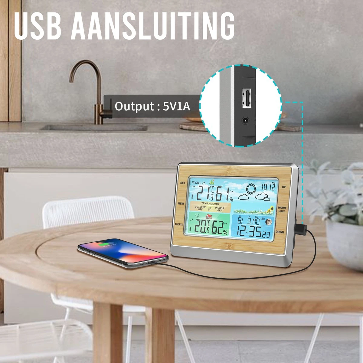 LuxerLiving Weerstation Draadloos Voor Binnen En Buiten Hygrometer Analoog Luchtvochtigheidsmeter - Afbeelding 5