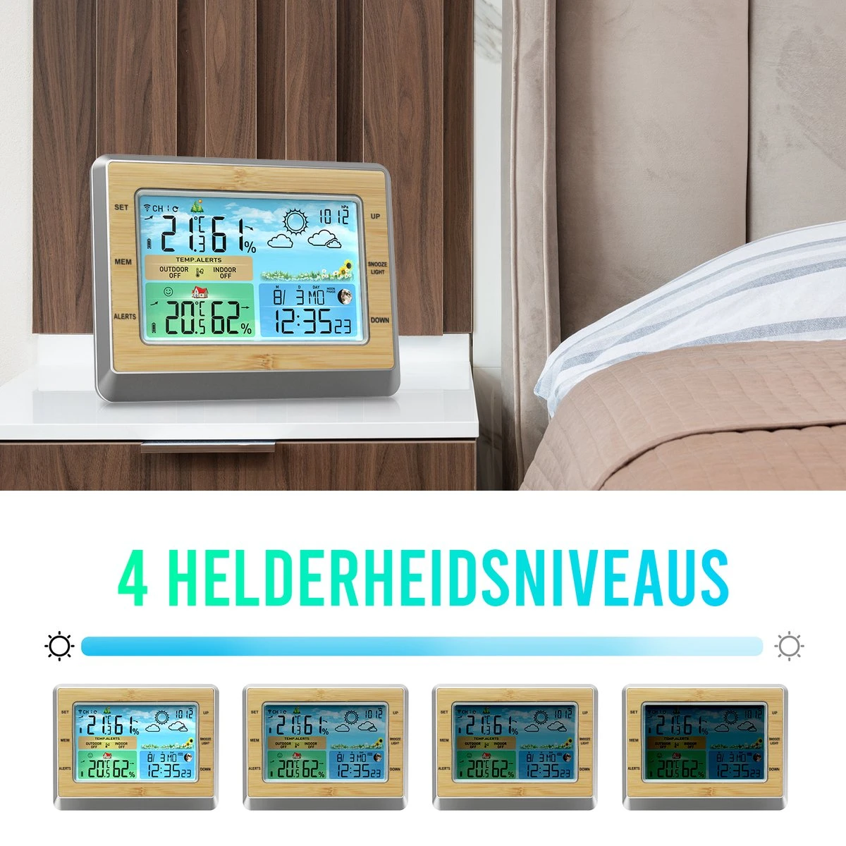 LuxerLiving Weerstation Draadloos Voor Binnen En Buiten Hygrometer Analoog Luchtvochtigheidsmeter - Afbeelding 9