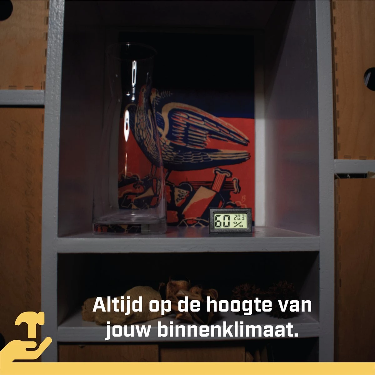 Tool Meister TM1 – Hygrometer & Thermometer - Binnen/Buiten/Koelkast – Digitaal - Zwart - Incl Batterijen - Afbeelding 9