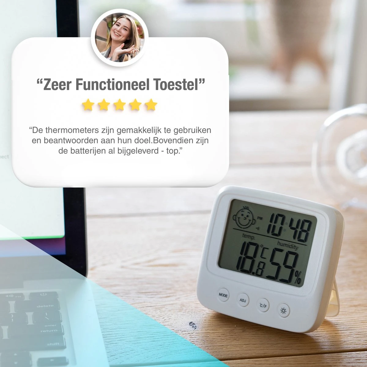 Thermometer En Hygrometer Met Batterijen - Digitale Luchtvochtigheidsmeter - Thermometer Binnen - 2 In 1 - Afbeelding 11