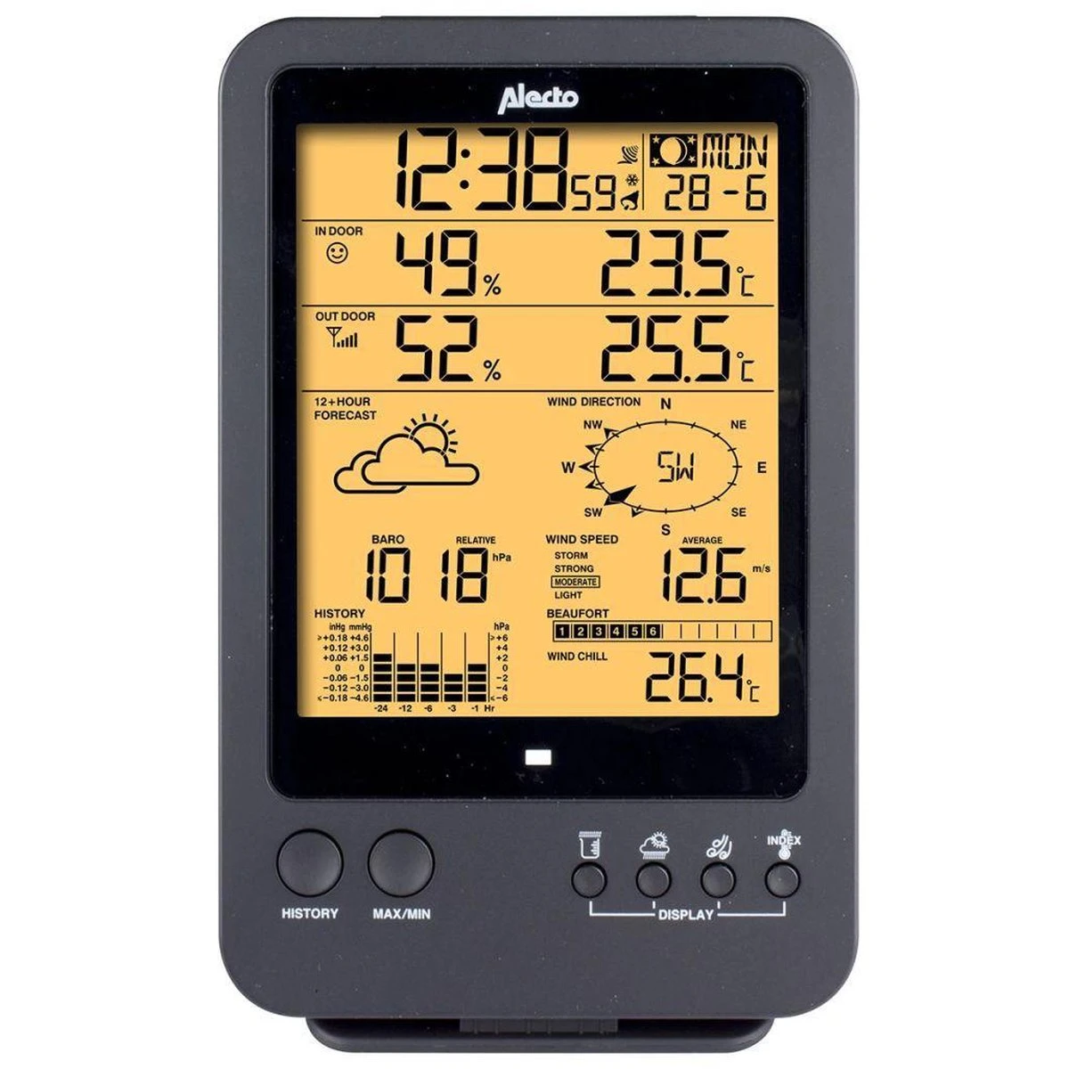 Alecto WS-4700 - Professioneel Weerstation Met Draadloze Buitensensor - 6-in-1 - Afbeelding 8