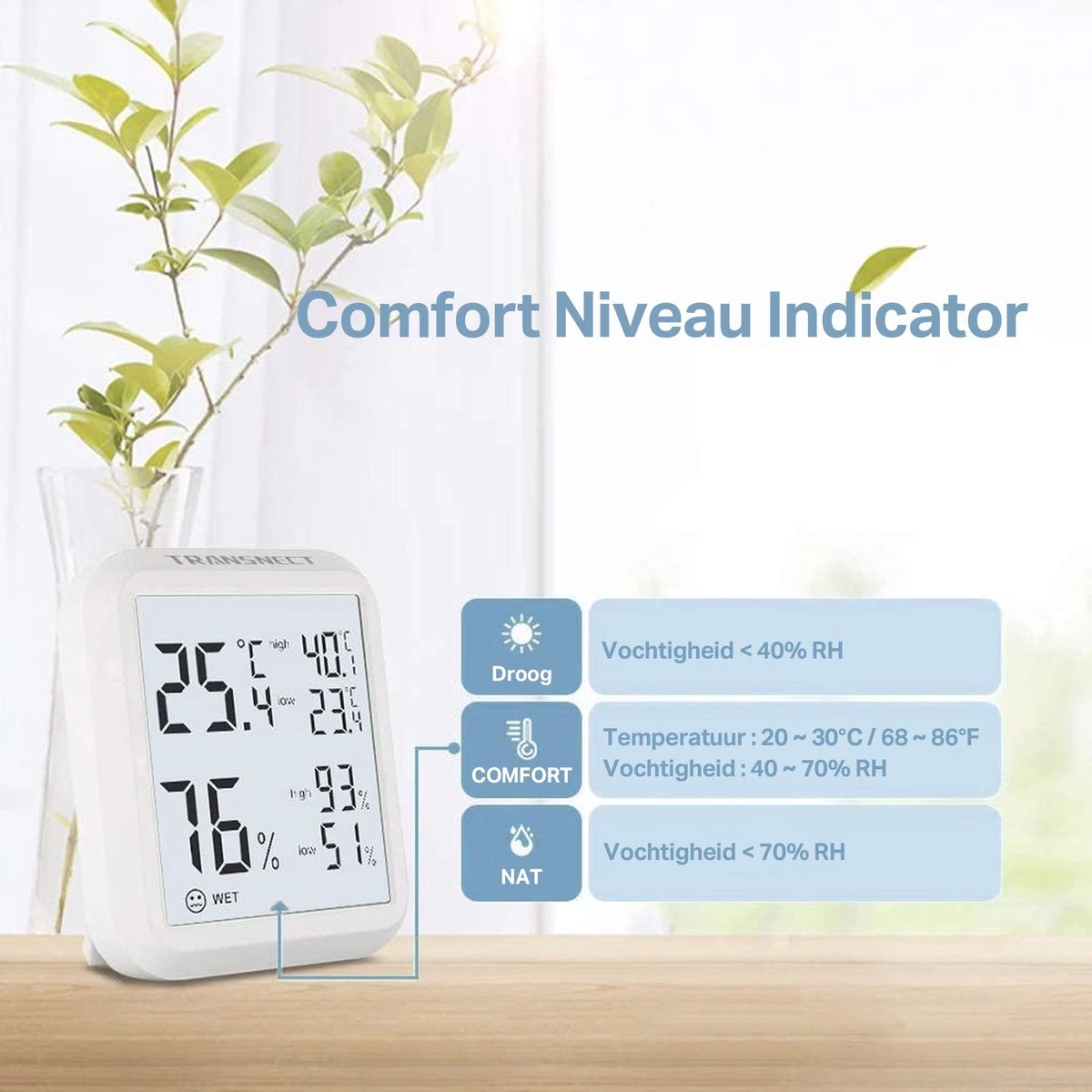 Thermometer Hygrometer Binnen - Hoge Nauwkeurigheid - Luchtvochtigheidsmeter - Gegevensgeschiedenis Binnen 24 Uur - Weerstation - Afbeelding 2