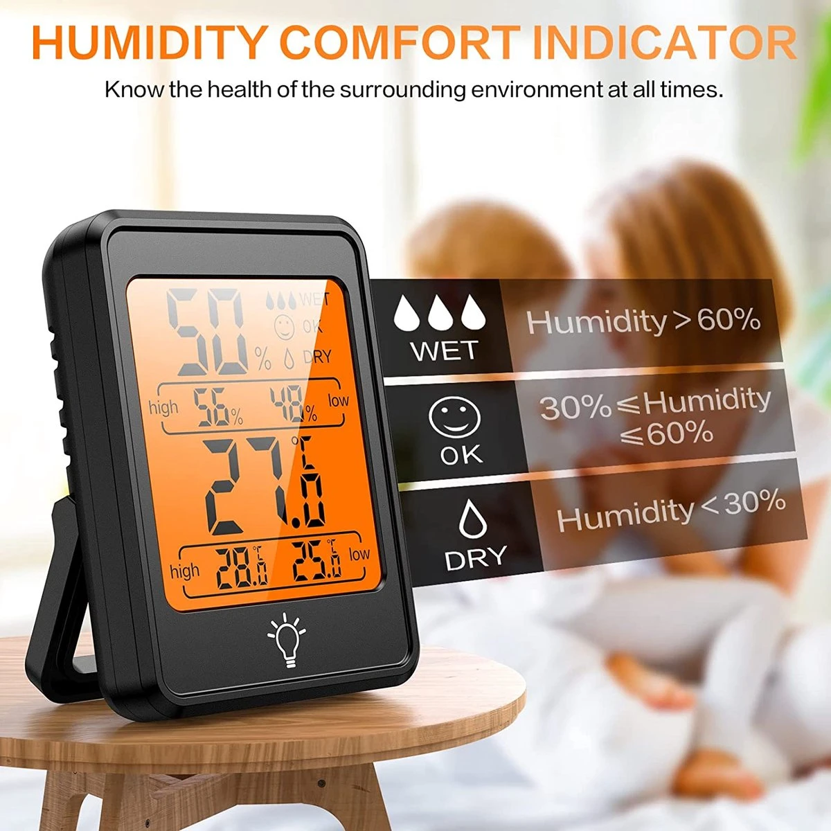 BOTC Digitale Thermo Hygrometer - Weerstation - Digitale Thermo Meter Binnen - Luchtvochtigheidsmeter - Zwart - Afbeelding 10