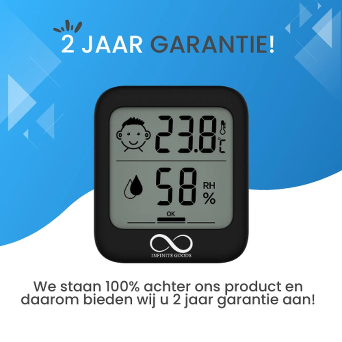 Infinite Goods Hygrometer - Digitale Weerstation - Luchtvochtigheidsmeter - Thermometer Voor Binnen - Vochtmeter - Magneten/Ophangoog - Incl. Batterij - Afbeelding 10