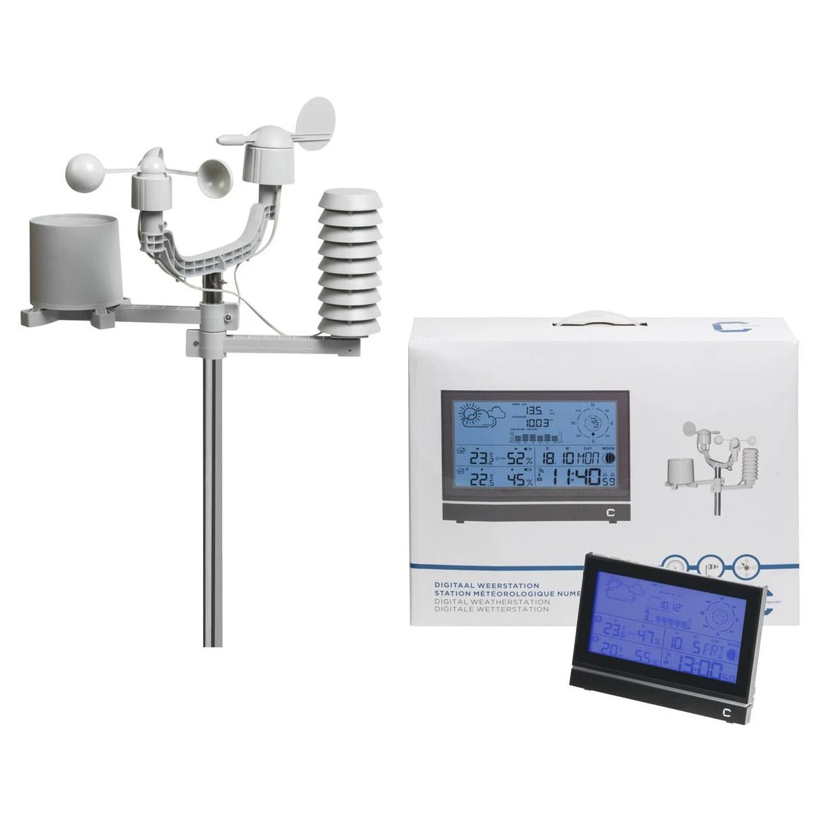 Cresta Care DTX690 Professioneel Radiogestuurd Weerstation Voor Binnen En Buiten Met Weergave Van Temperatuur, Wind En Neerslag - Afbeelding 5