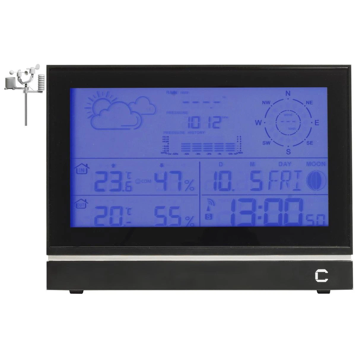 Cresta Care DTX690 Professioneel Radiogestuurd Weerstation Voor Binnen En Buiten Met Weergave Van Temperatuur, Wind En Neerslag - Afbeelding 8