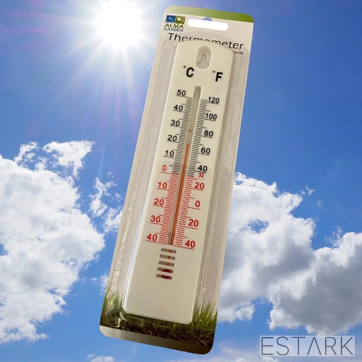 ESTARK® Thermometer - Buitenthermometer - Binnenthermometer - Metalen Binnen Buiten Thermometer - Wit - Thermometer Voor Aan Muur Gevel - Kwik - Draadloos - Min/Max - Muurthermometer - Kozijnthermometer - Temperatuurmeter - Thermometer Wit - Afbeelding 4