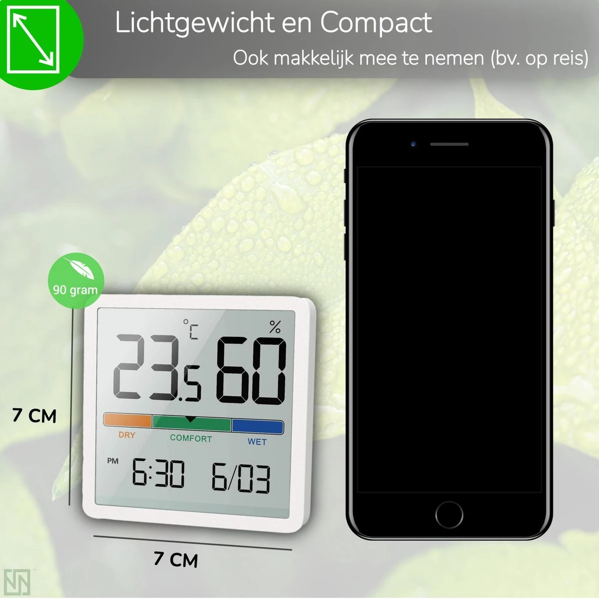 YUCONN Hygrometer - Luchtvochtigheidsmeter - Digitaal Weerstation - Binnen - Afbeelding 2