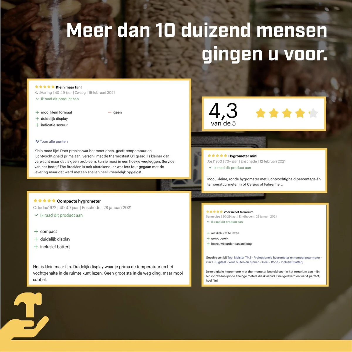 TM2 - Thermometer & Hygrometer - Luchtvochtigheidsmeter Voor Binnen/Koelkast - Wit - Incl Batterijen - Afbeelding 11