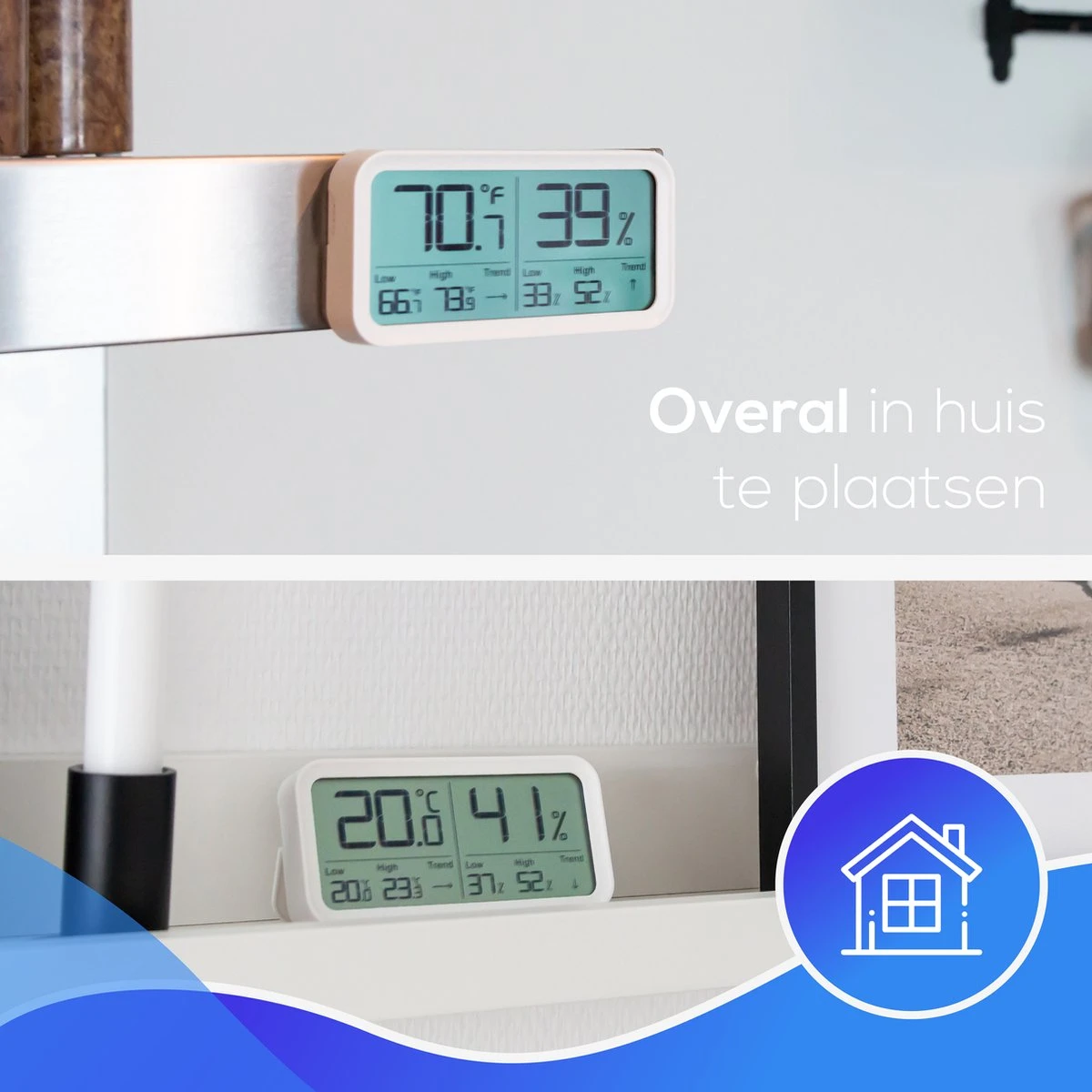 LifeWise Hygrometer Binnen - Luchtvochtigheidsmeter - Min/Max En Trend Weergave - Incl. Batterij - Afbeelding 5