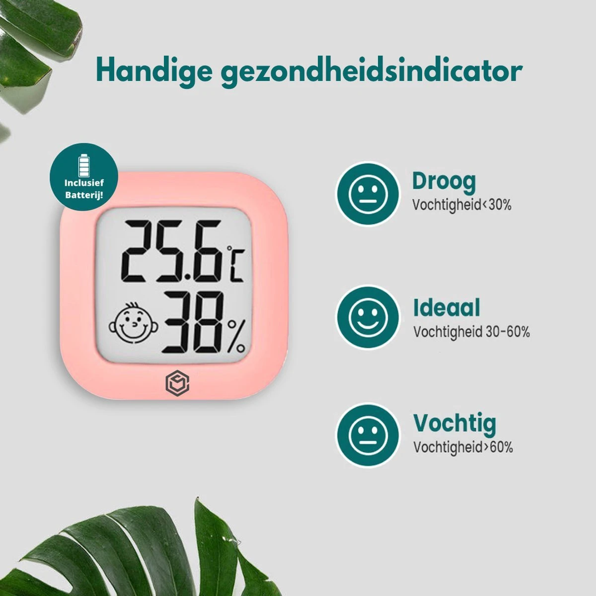 Ease Electronicz Hygrometer - Weerstation - Luchtvochtigheidsmeter - Thermometer Voor Binnen - Incl. Batterij En Plakstrip - Afbeelding 3