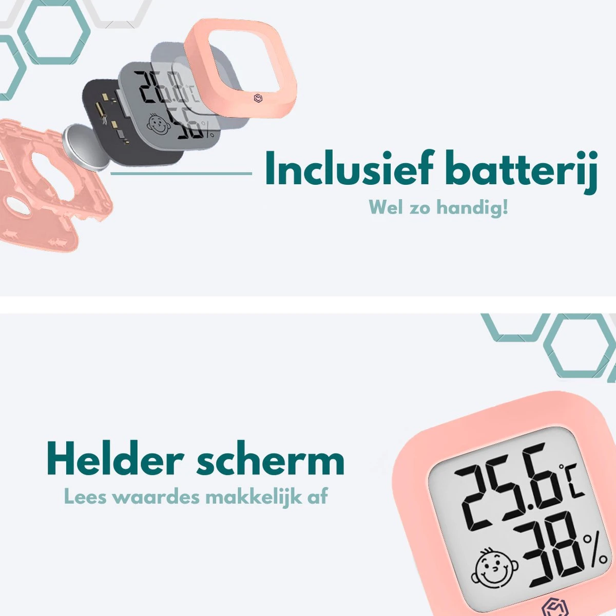 Ease Electronicz Hygrometer - Weerstation - Luchtvochtigheidsmeter - Thermometer Voor Binnen - Incl. Batterij En Plakstrip - Afbeelding 4