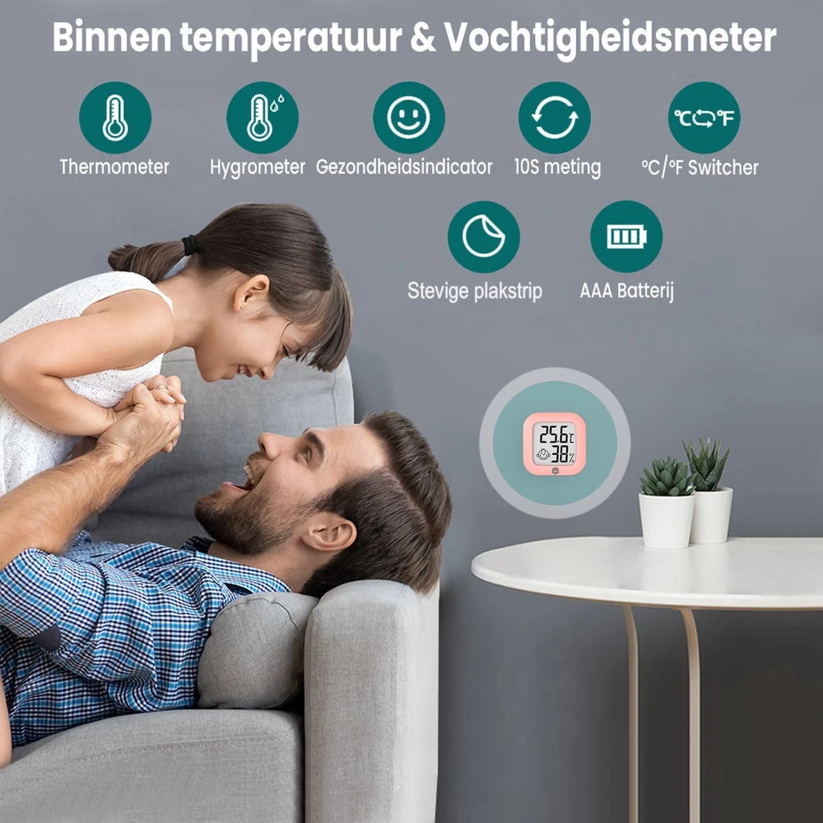 Ease Electronicz Hygrometer - Weerstation - Luchtvochtigheidsmeter - Thermometer Voor Binnen - Incl. Batterij En Plakstrip - Afbeelding 5