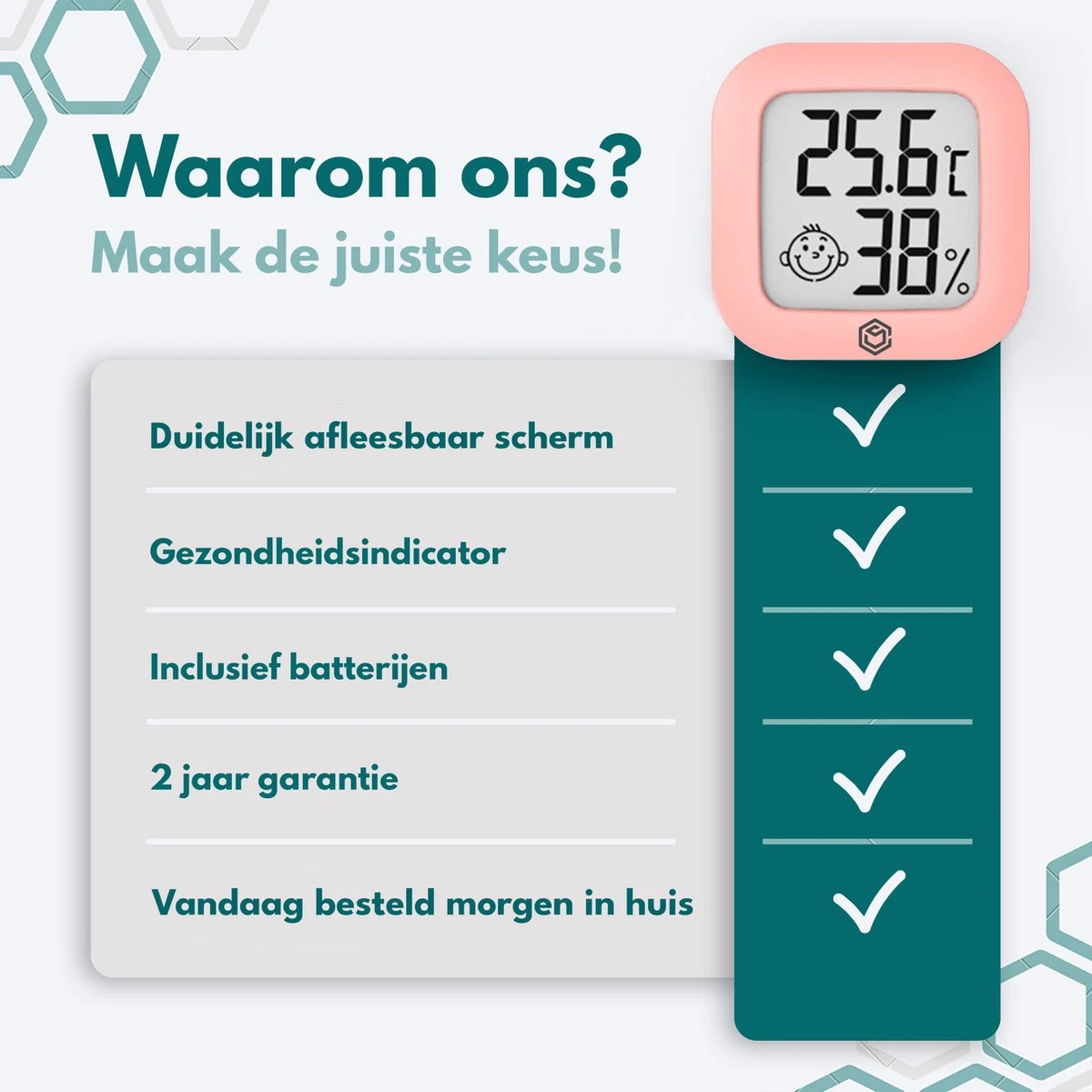 Ease Electronicz Hygrometer - Weerstation - Luchtvochtigheidsmeter - Thermometer Voor Binnen - Incl. Batterij En Plakstrip - Afbeelding 8