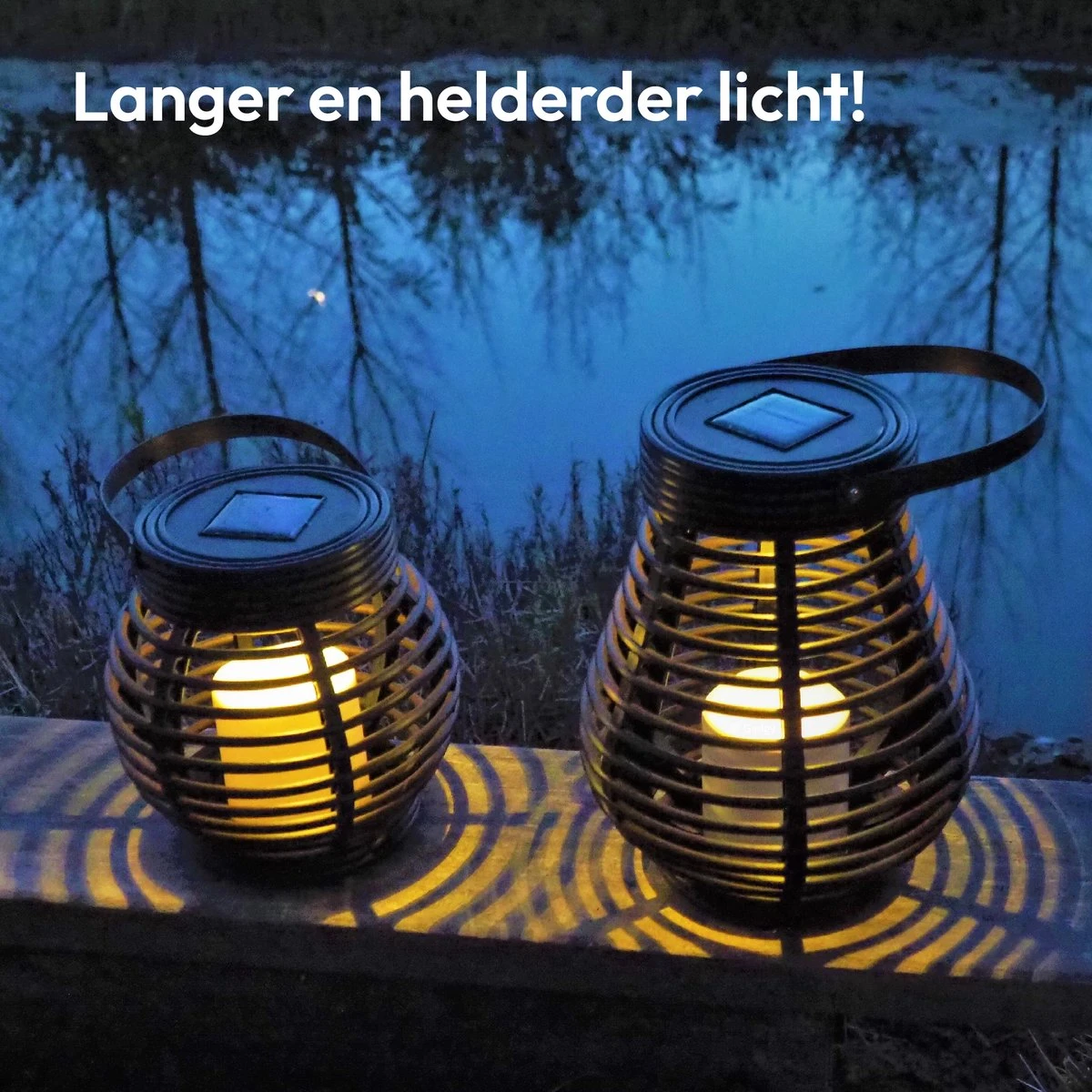 Gadgy Solar Rotan Tafellamp Set Van 2 - Solar Tuinverlichting Op Zonneenergie - Tuinlantaarn - Led Buitenverlichting Met Dag/Nacht Sensor - Voor Binnen En Buiten - Afbeelding 4
