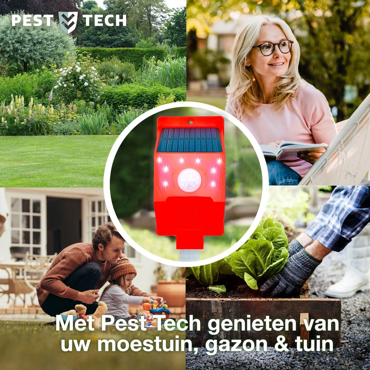 Pest-Tech™ PT-219 | Ultrasone Kattenverjager Op Zonneenergie | Kattenschrik | Marterverjager | Dierenverjager | Kattenafweermiddel | Ongedierte Verjager - Met USB Oplaadkabel - Afbeelding 4