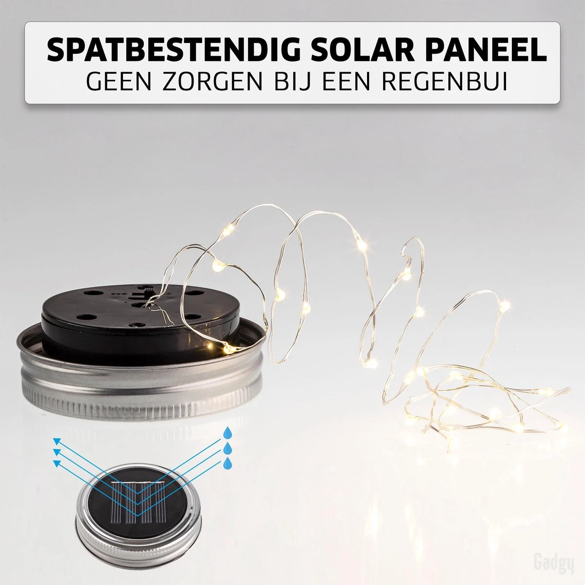 Gadgy Solar Lantaarn Jar Fairy Lights - Solar Tuinverlichting Op Zonneenergie - Tuinlantaarn Met Dag/nacht Sensor - 3 Glazen Potjes Met Led String Verlichting - Buitenverlichting - Afbeelding 5