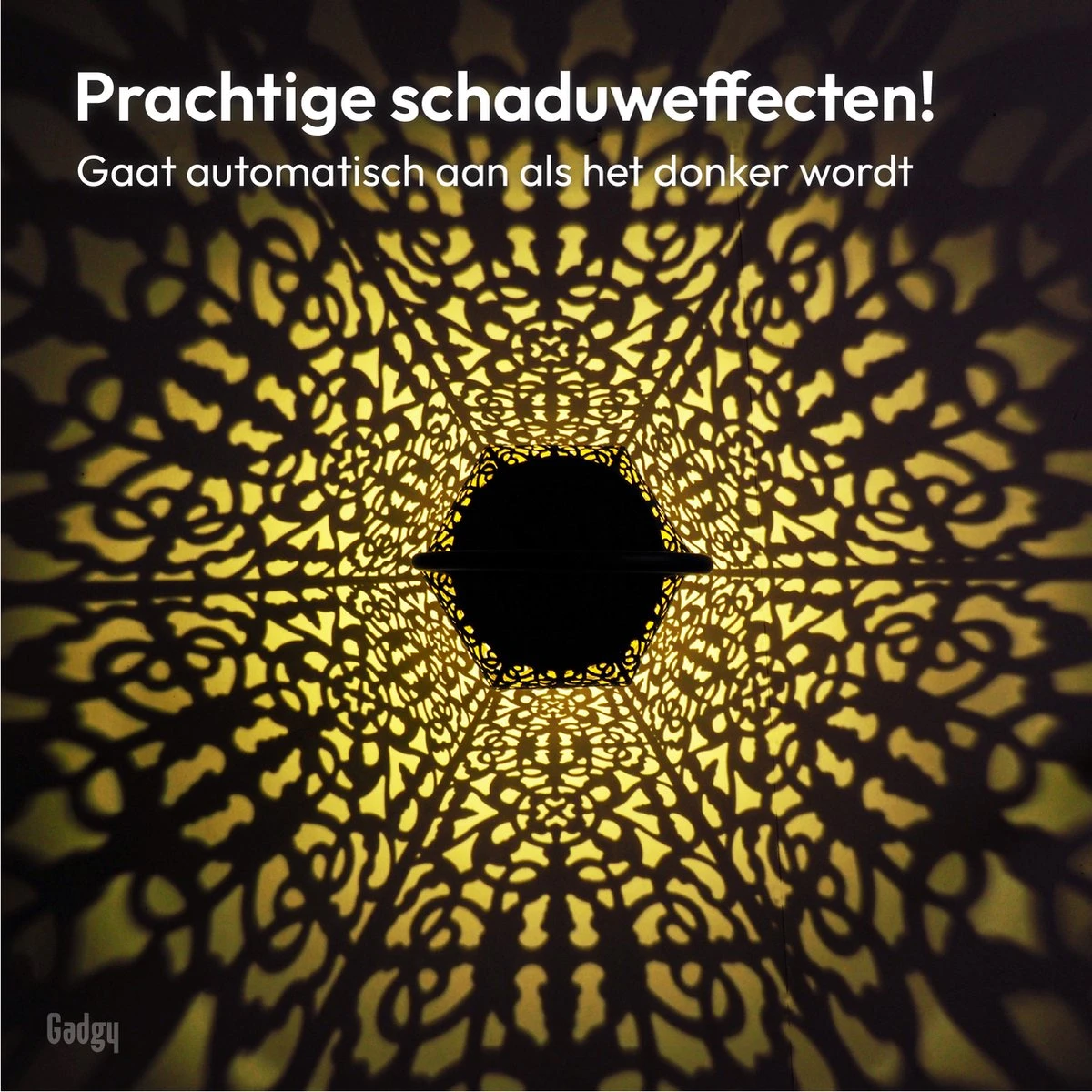 Gadgy Solar Oosterse Lantaarn - Tafellamp Set Van 2 - Solar Tuinverlichting Op Zonneenergie - Led Buitenverlichting Met Dag/Nacht Sensor - Hanglamp - Tuinlantaarn - 22xØ14CM - Metaal - Zwart - Afbeelding 3