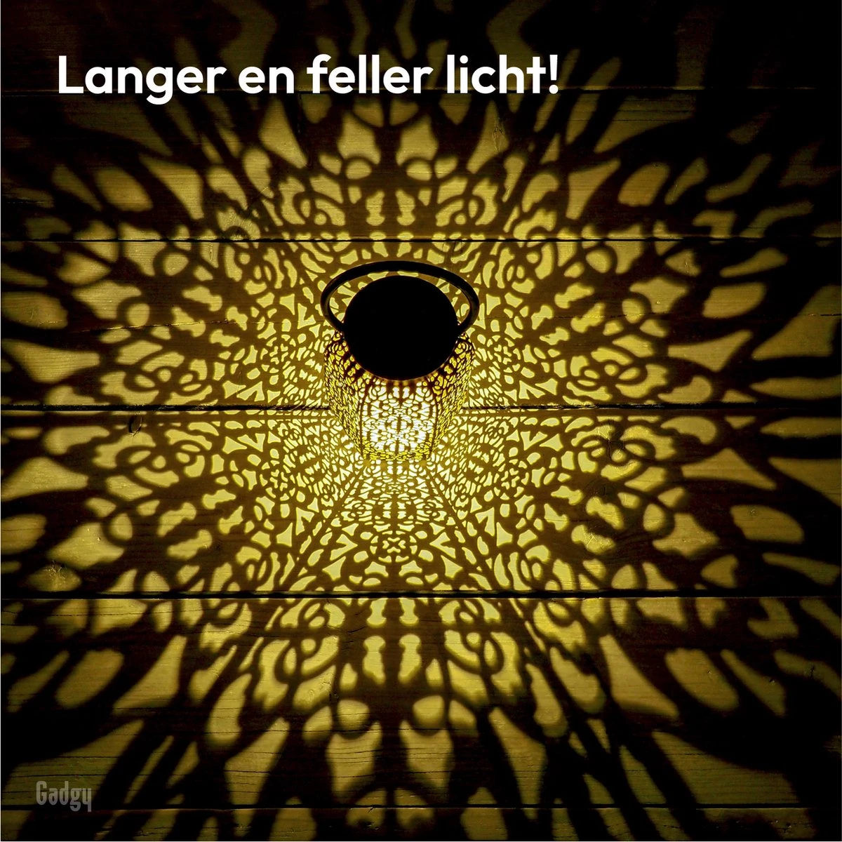 Gadgy Solar Oosterse Lantaarn - Tafellamp Set Van 2 - Solar Tuinverlichting Op Zonneenergie - Led Buitenverlichting Met Dag/Nacht Sensor - Hanglamp - Tuinlantaarn - 22xØ14CM - Metaal - Zwart - Afbeelding 5