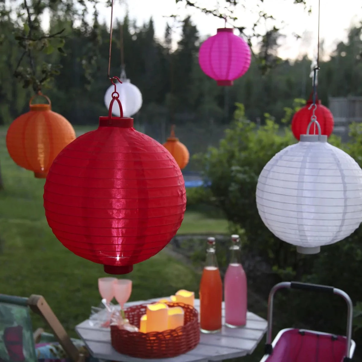 LED Solar - Tuin Lampion - Chinese Lampion - Feestballonnen - Solar Lantaarn - Ø 20 Cm Nylon - 6 Stuks - Afbeelding 4