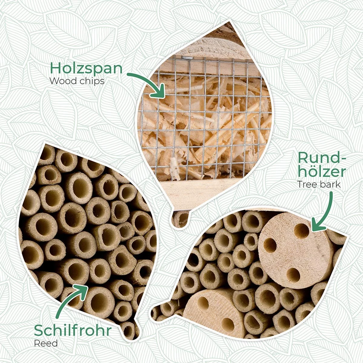 WILDLIFE FRIEND I Bijenhotel Insectenhotel 29,5 X 28 X 10 Cm Met Houten Dak - Onbehandeld, Massief Houten Bijenhuis Voor Bijen, Lieveheersbeestjes & Vliegen, Insectenhuis & Nesthulp Om Op Te Hangen - Afbeelding 2