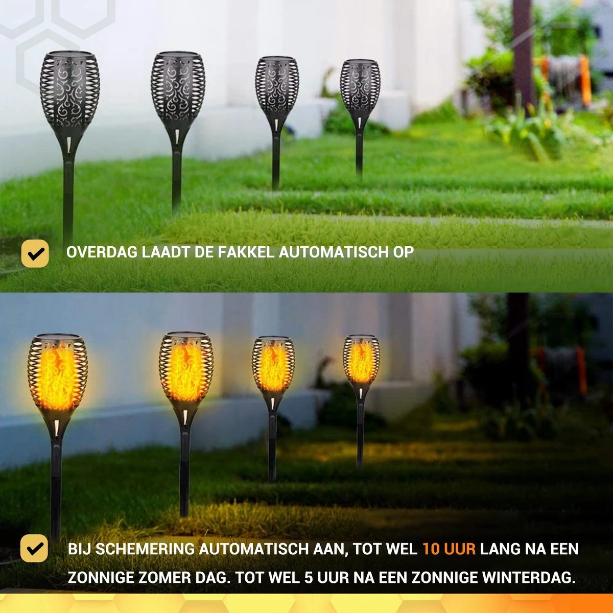TIGIOO Solar Tuinverlichting - XL Tuinlamp Lantaarn Buitenverlichting Op Zonne Energie - Tuinlamp 2 PACK - Afbeelding 8