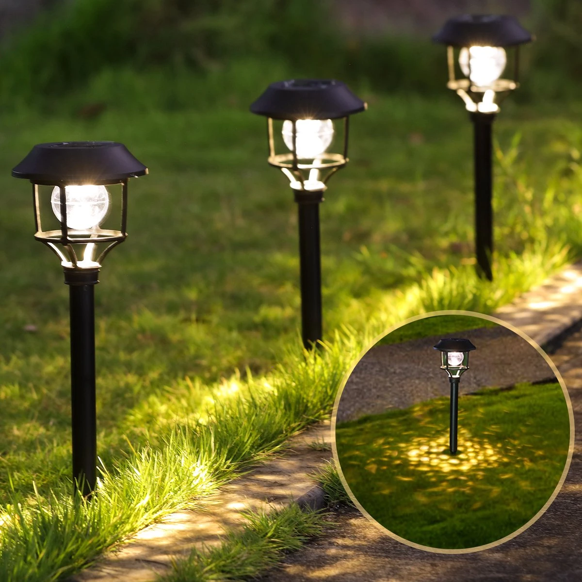 Aigostar LED Tuinverlichting Op Zonne Energie - RVS Stekers 42cm - Tuinverlichting - Tuinlamp - Tuinlantaarn - 3000K IP44 - Afbeelding 4