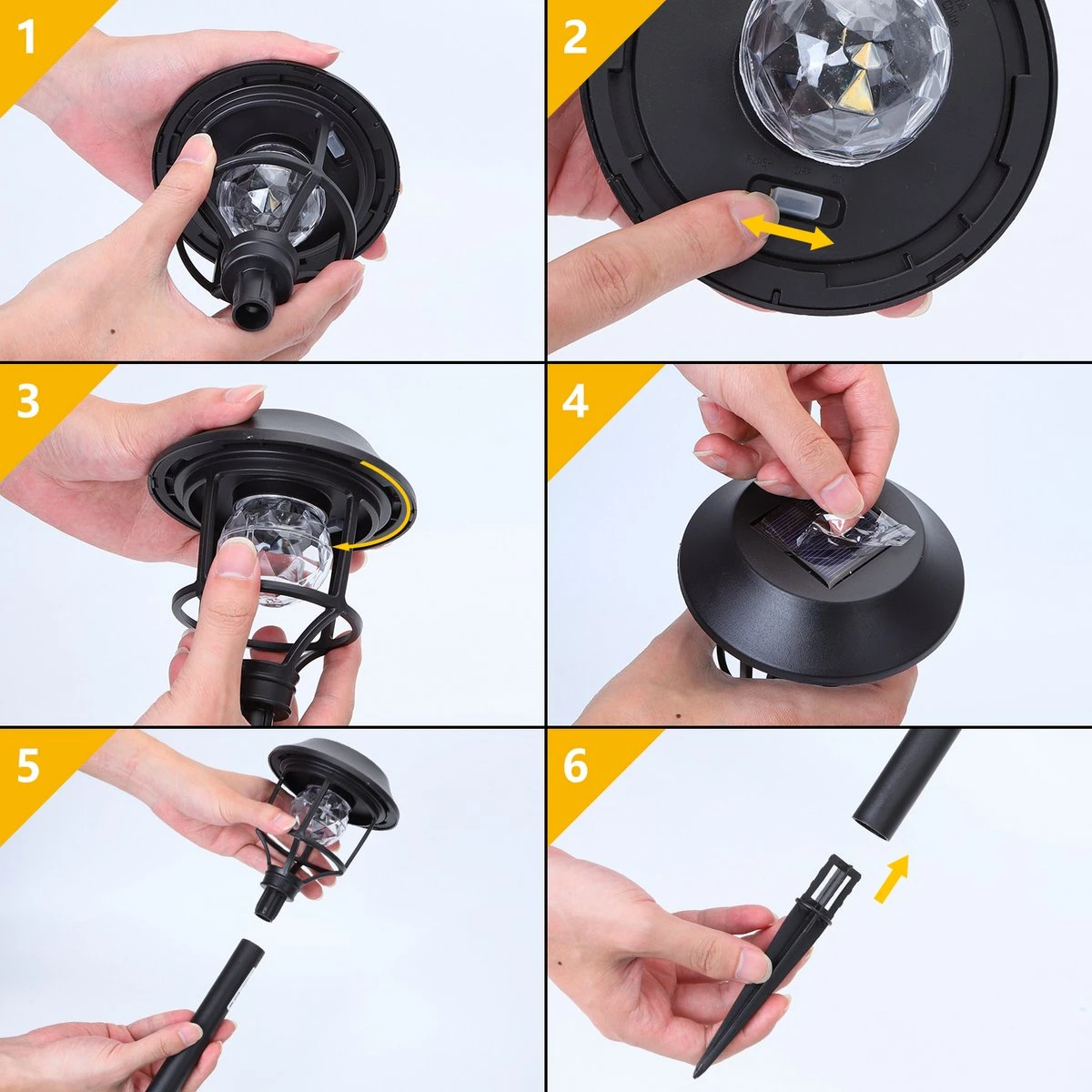 Aigostar LED Tuinverlichting Op Zonne Energie - RVS Stekers 42cm - Tuinverlichting - Tuinlamp - Tuinlantaarn - 3000K IP44 - Afbeelding 6