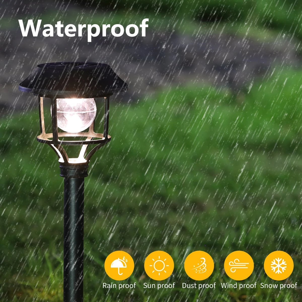 Aigostar LED Tuinverlichting Op Zonne Energie - RVS Stekers 42cm - Tuinverlichting - Tuinlamp - Tuinlantaarn - 3000K IP44 - Afbeelding 7