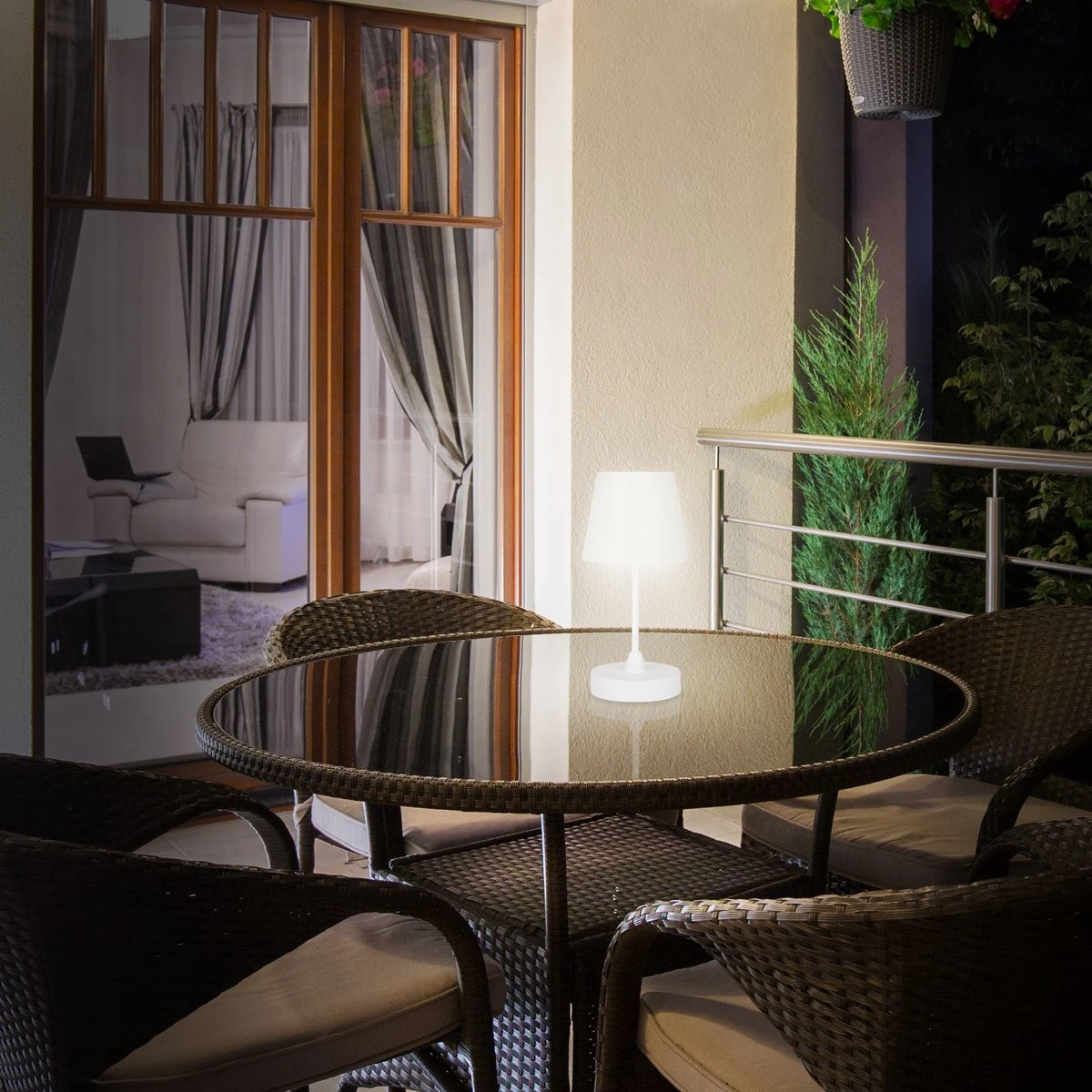 Briloner Leuchten - LED Buiten Tafellamp - Touch - 3W - IP44 - Draadloze - Batterij - Wit - Ø30cm - Afbeelding 5