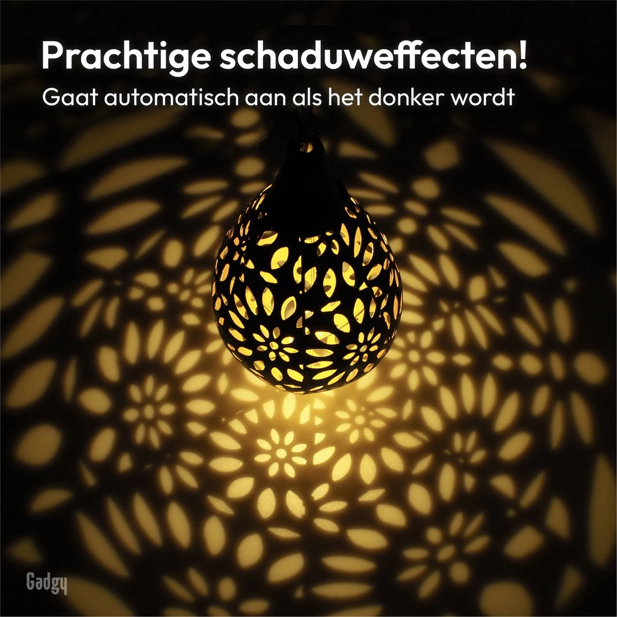 Gadgy Solar Hangende Lantaarn Set 2st. - Solar Tuinverlichting Op Zonneenergie - Led Buitenverlichting Met Dag/Nacht Sensor - Tuinlantaarn - Metaal - Afbeelding 6