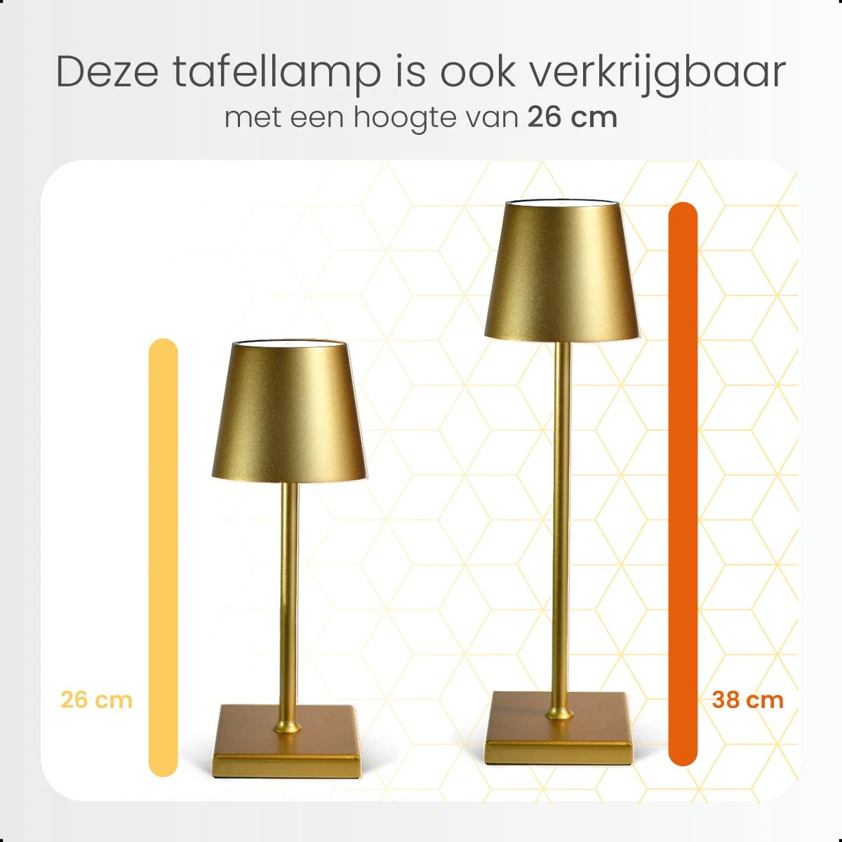 Goliving Tafellamp Op Batterijen - Oplaadbaar En Dimbaar - Moderne Touch Lamp Goud - Nachtlamp Draadloos - 38 CM - Afbeelding 7