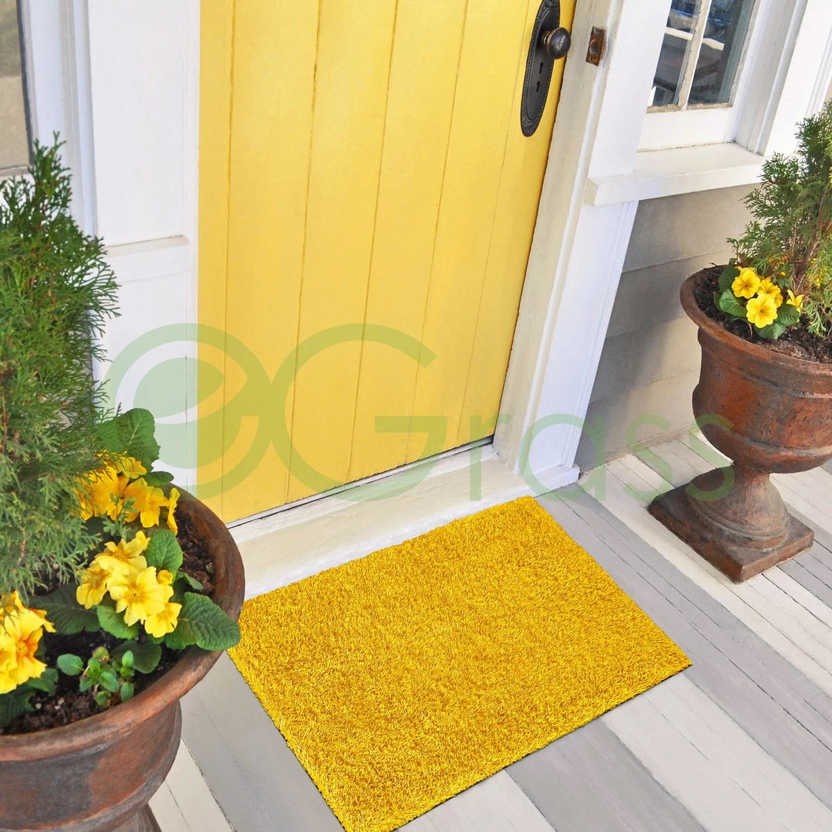 EGrass Deurmat RAINBOW Yellow Sunshine - 44x66cm - Geel - 25mm - Grasmat - Doormat - Schoonloopmat - Inloopmat – Voordeur – Door – Deurtapijt - Droogloopmat - Tuin - Balkon - Terrasgrasmat - Entreemat
