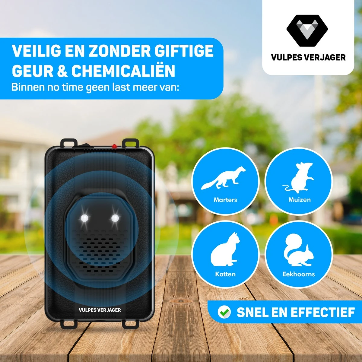 Vulpes Verjager® Marterverjager - Ongedierteverjager - Multifunctionele Set Binnen & Buiten - Batterijen, 12V & Auto Accu - Marters, Muizen & Ratten - Steenmarter Verjager PRO - 2 Stuks - Incl. E-book - Afbeelding 8