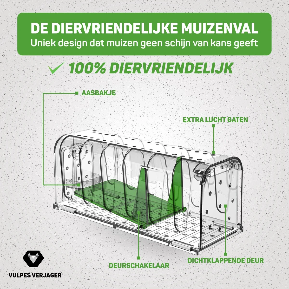 Vulpes Verjager® - Muizenval - Diervriendelijke Muizenvallen Voor Binnen & Buiten - 2 Stuks - Met Schoonmaakborstel - Muizenklem - 100% Pakkans - Afbeelding 4