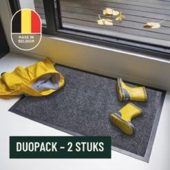 Deurmatten Set 2 Stuks Studio M - CLASSIC PRO - Deurmat Binnen 60x80 Cm - DONKERGRIJS/ANTRACIET - Schoonloopmat - Antislip Deurmat - Droogloopmat Binnen