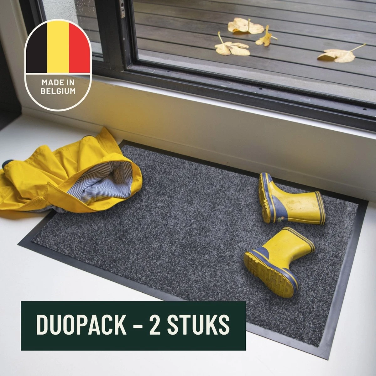 Deurmatten Set 2 Stuks Studio M - CLASSIC PRO - Deurmat Binnen 60x80 Cm - DONKERGRIJS/ANTRACIET - Schoonloopmat - Antislip Deurmat - Droogloopmat Binnen