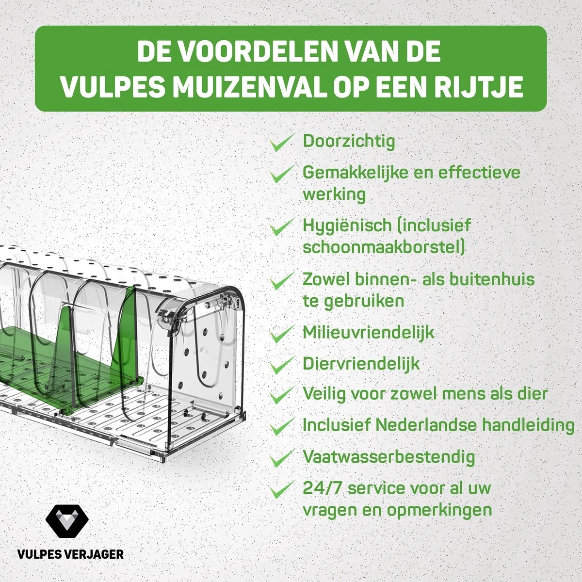 Vulpes Verjager® - Muizenval - Diervriendelijke Muizenvallen Voor Binnen & Buiten - 2 Stuks - Met Schoonmaakborstel - Muizenklem - 100% Pakkans - Afbeelding 5