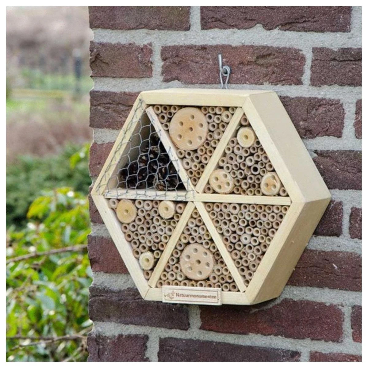 Natuurmonumenten Insectenhuis Zeshoek - Nestkast - Medium - Stevig Hout - Bijen - Insecten - Afbeelding 2