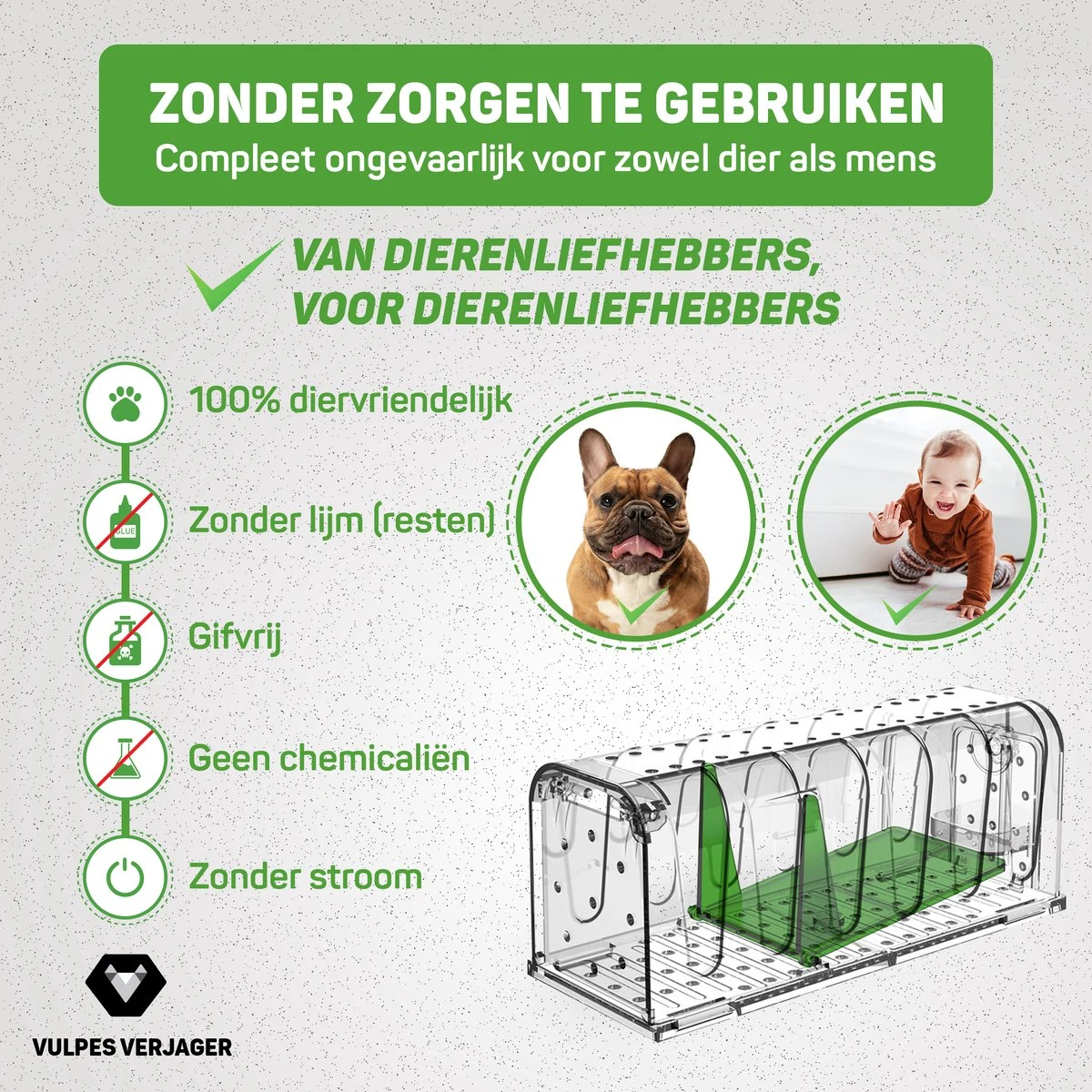 Vulpes Verjager® - Muizenval - Diervriendelijke Muizenvallen Voor Binnen & Buiten - 2 Stuks - Met Schoonmaakborstel - Muizenklem - 100% Pakkans - Afbeelding 8