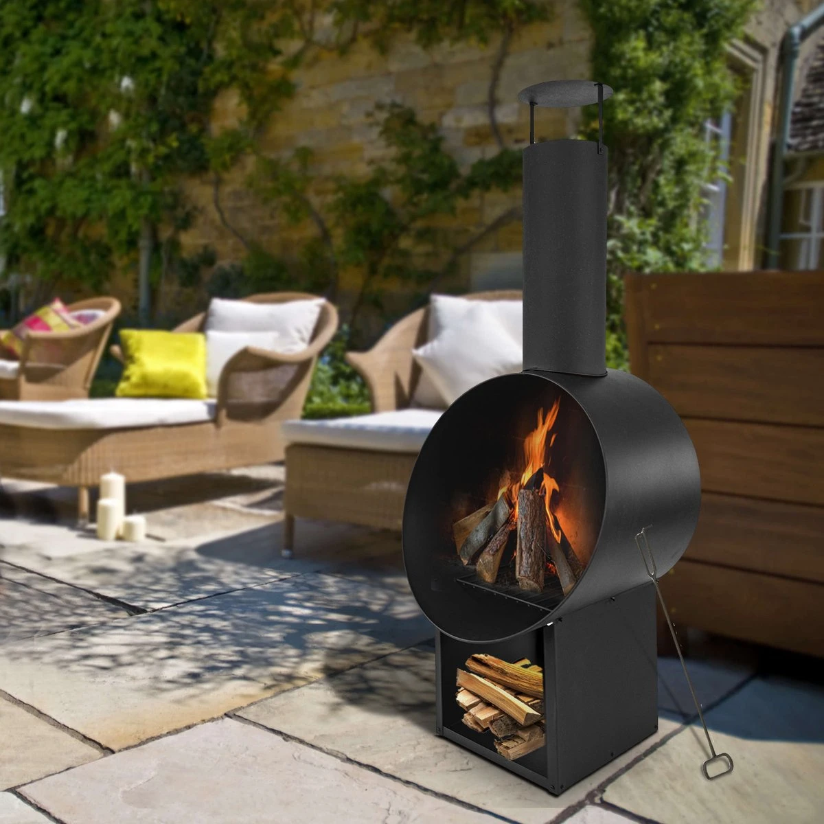 MaxxGarden Tuinhaard Grieks Archedius - Terrashaard - Vuurkorf - Terrasverwarmer - Terrasverwarming - Sfeerhaard - 55x49x145 Cm - Afbeelding 5