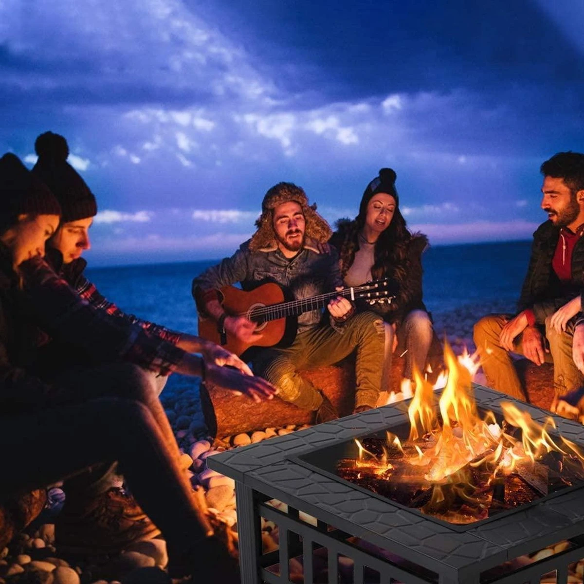 RJRQuality Vuurschaal 80 Cm BBQ Terrashaard Barbecue Vuurkorf Tuinhaard Met Vonkenscherm En Hoes - Afbeelding 9