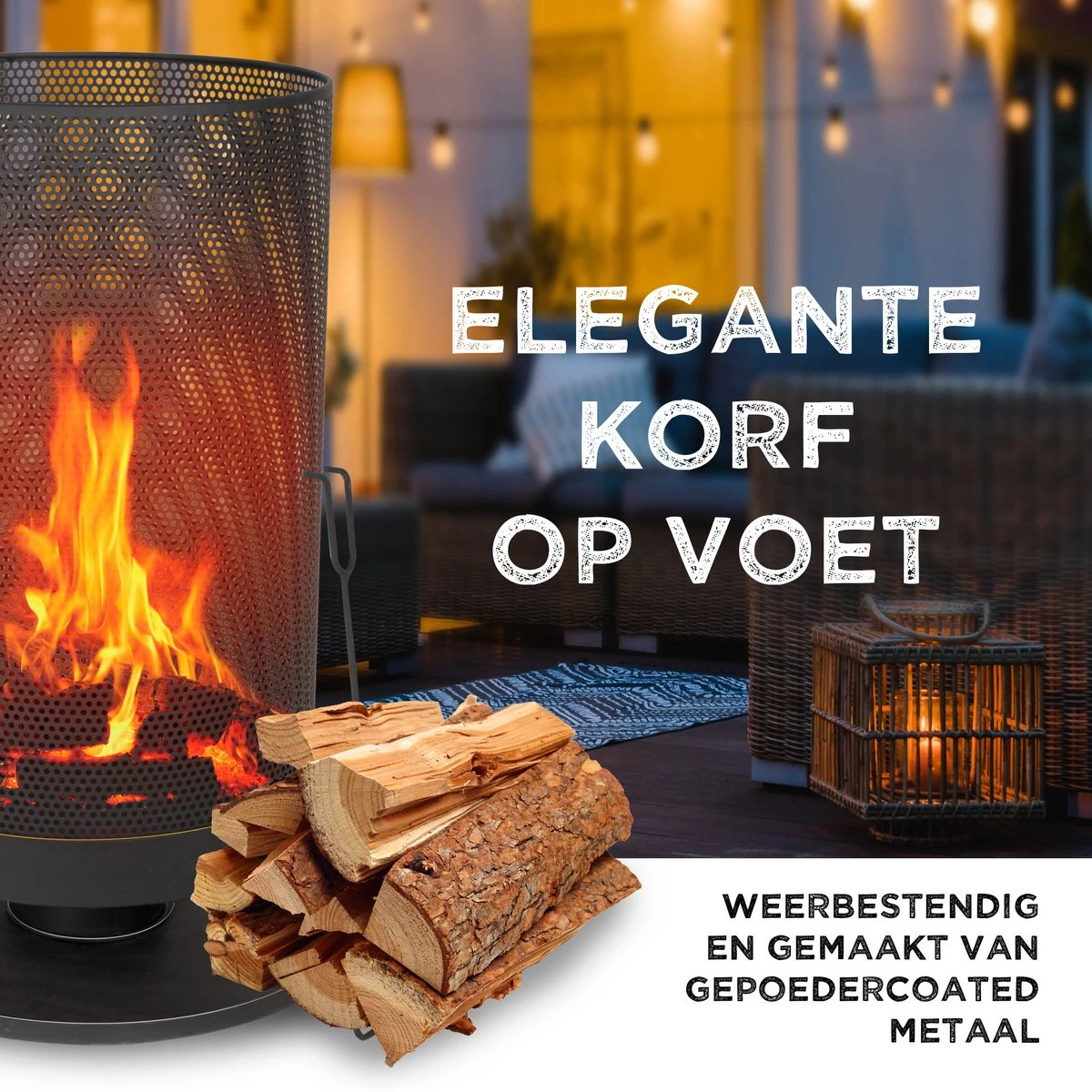 BBQ Collection Vuurkorf Op Voet - 72,5 Hoog - Ø 44,5 Cm - Inclusief Pook - Staal - Zwart - Afbeelding 4