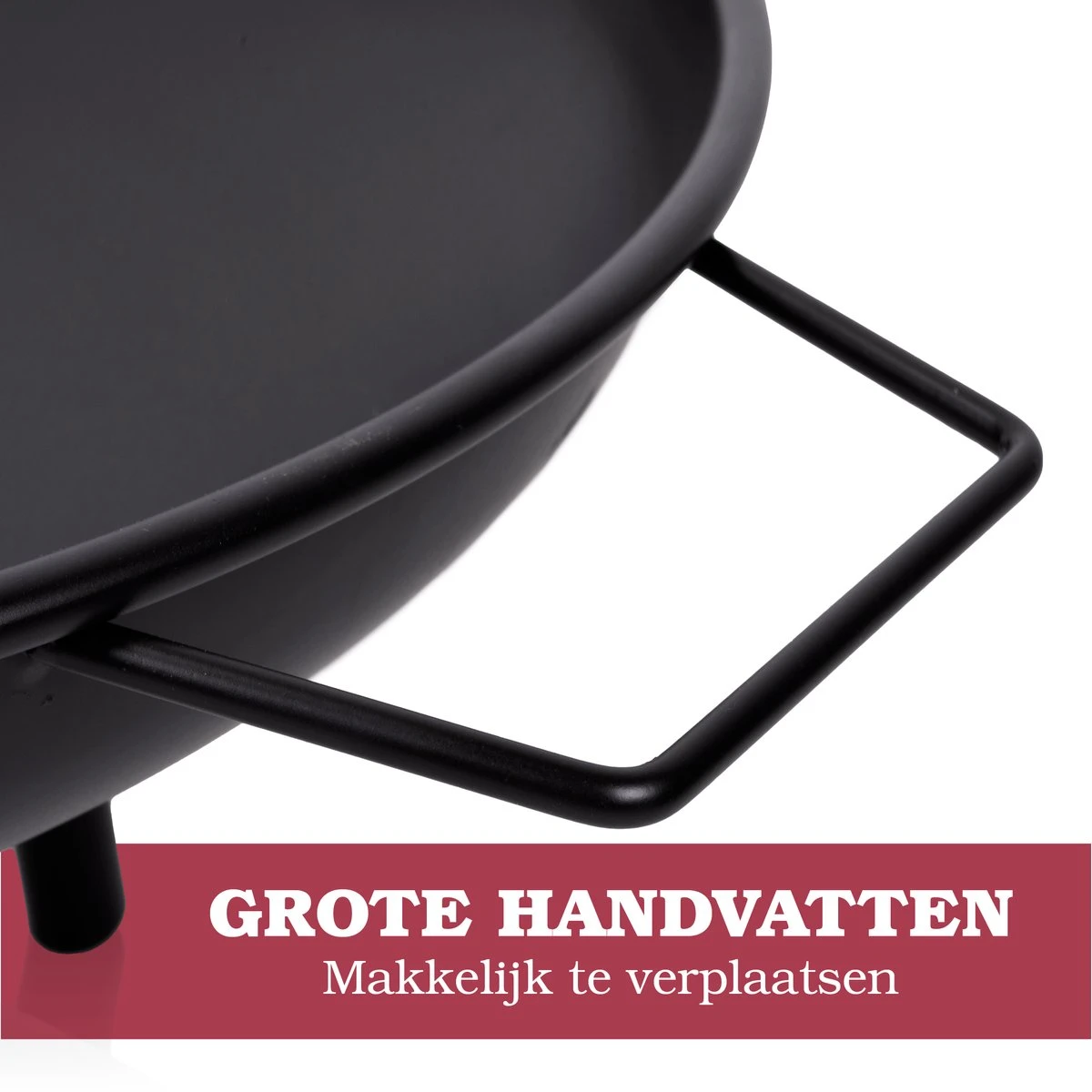 Lone Star Vuurschaal - Vuurkorf Voor Buiten - Terrashaard - Met Handvaten - 60 X 29 CM - Staal - Zwart - Afbeelding 3