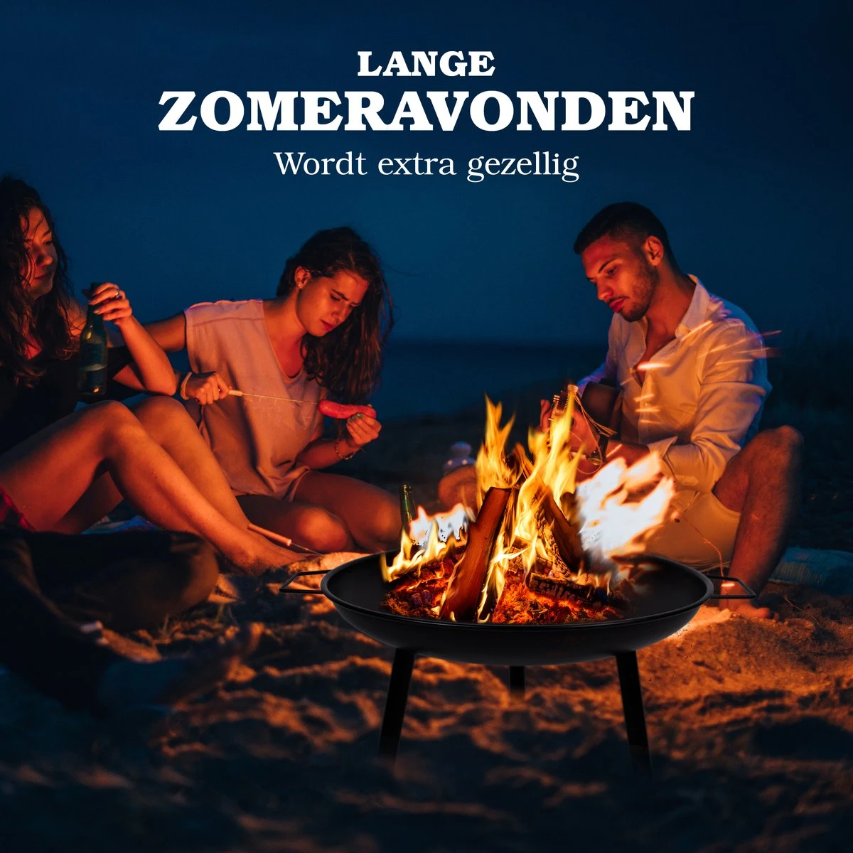 Lone Star Vuurschaal - Vuurkorf Voor Buiten - Terrashaard - Met Handvaten - 60 X 29 CM - Staal - Zwart - Afbeelding 6