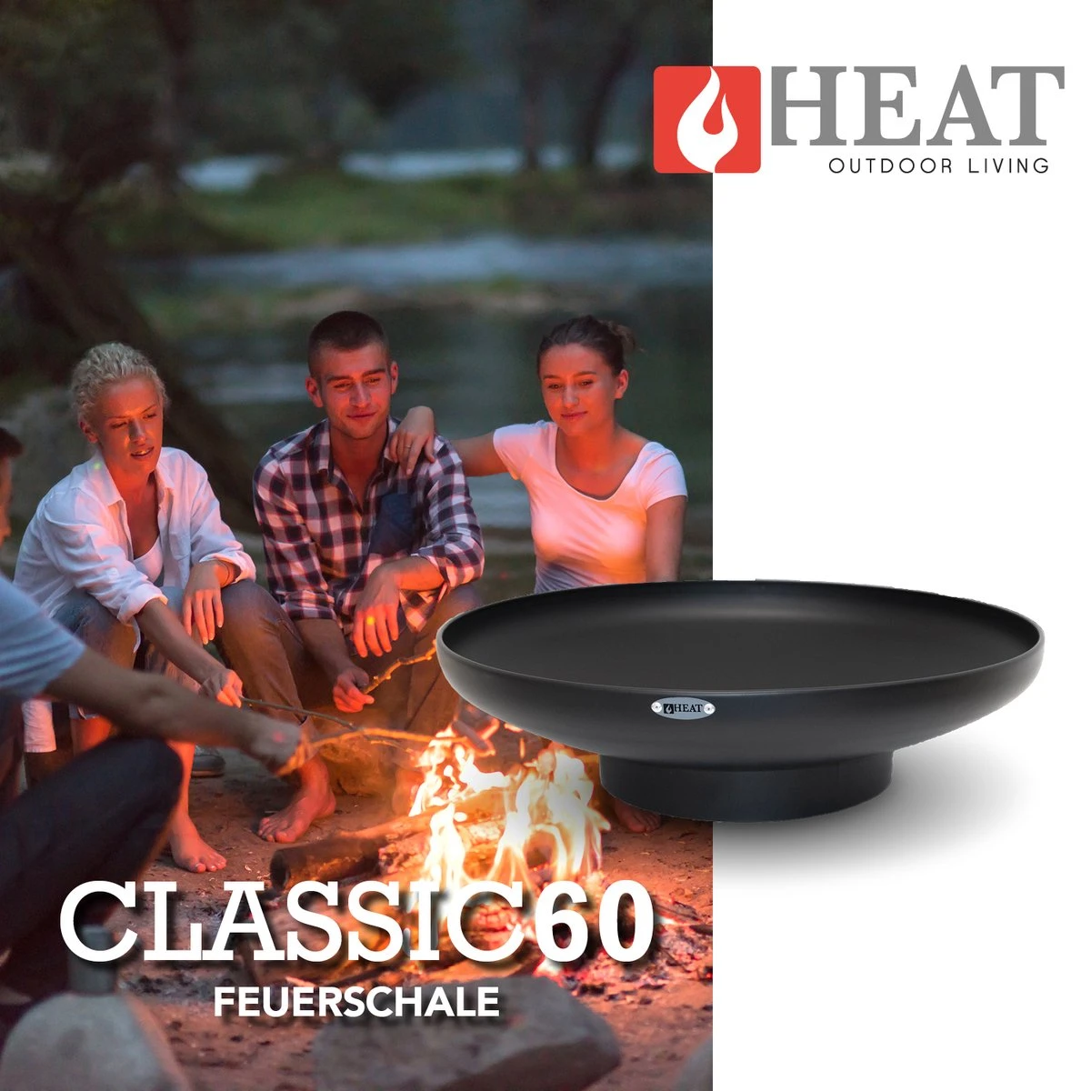 HEAT Outdoor Living - Vuurschaal Classic Ø 60 Cm Zwart - Staal - Vuurkorf - Vuurschaal BBQ - Vuurschaal Voor Buiten - Terraskachel - Tuinkachel Terrashaard - Vuurkorf Voor Buiten - Vuurkorf BBQ - Vuurton - Terraskachel - 60x60x16 Cm - Afbeelding 5
